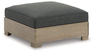 Ashley Citrine Park Brown Charcoal Outdoor Ottoman with Cushion