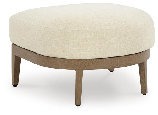 Ashley Serene Bay Dark Brown White Outdoor Ottoman with Cushion