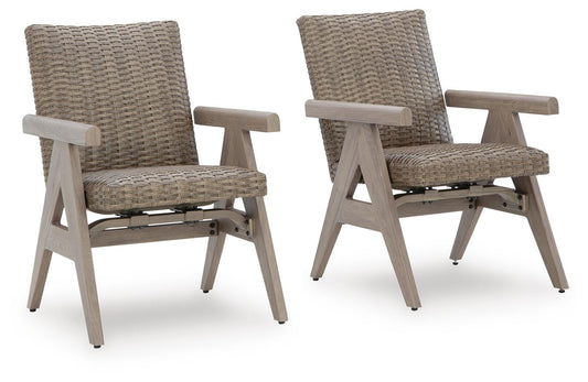 Ashley Carisbo Beige Outdoor Rocking Arm Chair (Set of 2)
