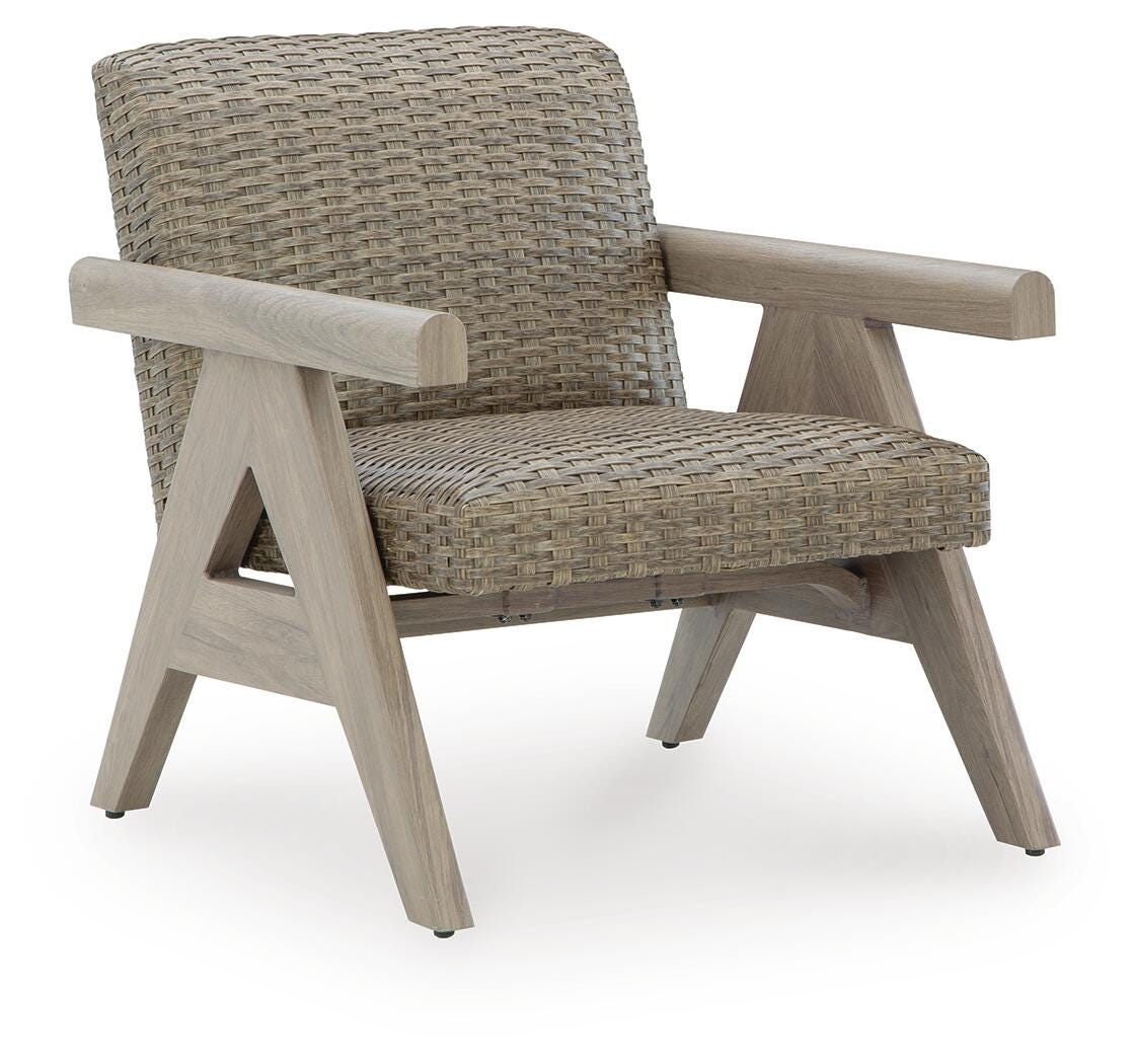 Ashley Carisbo Beige Outdoor Rocking Lounge Chair