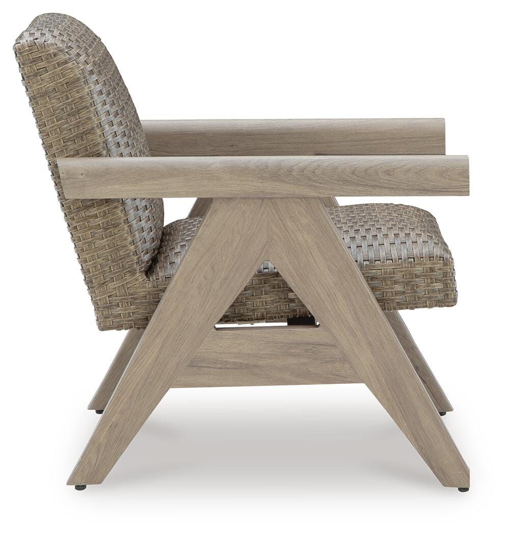 Ashley Carisbo Beige Outdoor Rocking Lounge Chair