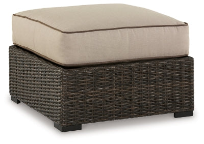 Ashley Coastline Bay Brown Outdoor Ottoman with Cushion