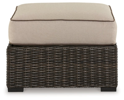 Ashley Coastline Bay Brown Outdoor Ottoman with Cushion