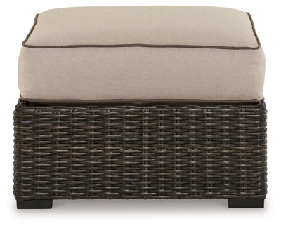 Ashley Coastline Bay Brown Outdoor Ottoman with Cushion