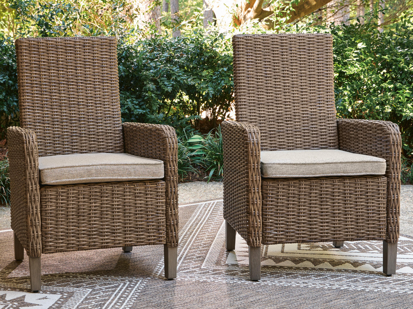 Ashley Revare Beach Beige Arm Chair with Cushion (Set of 2)