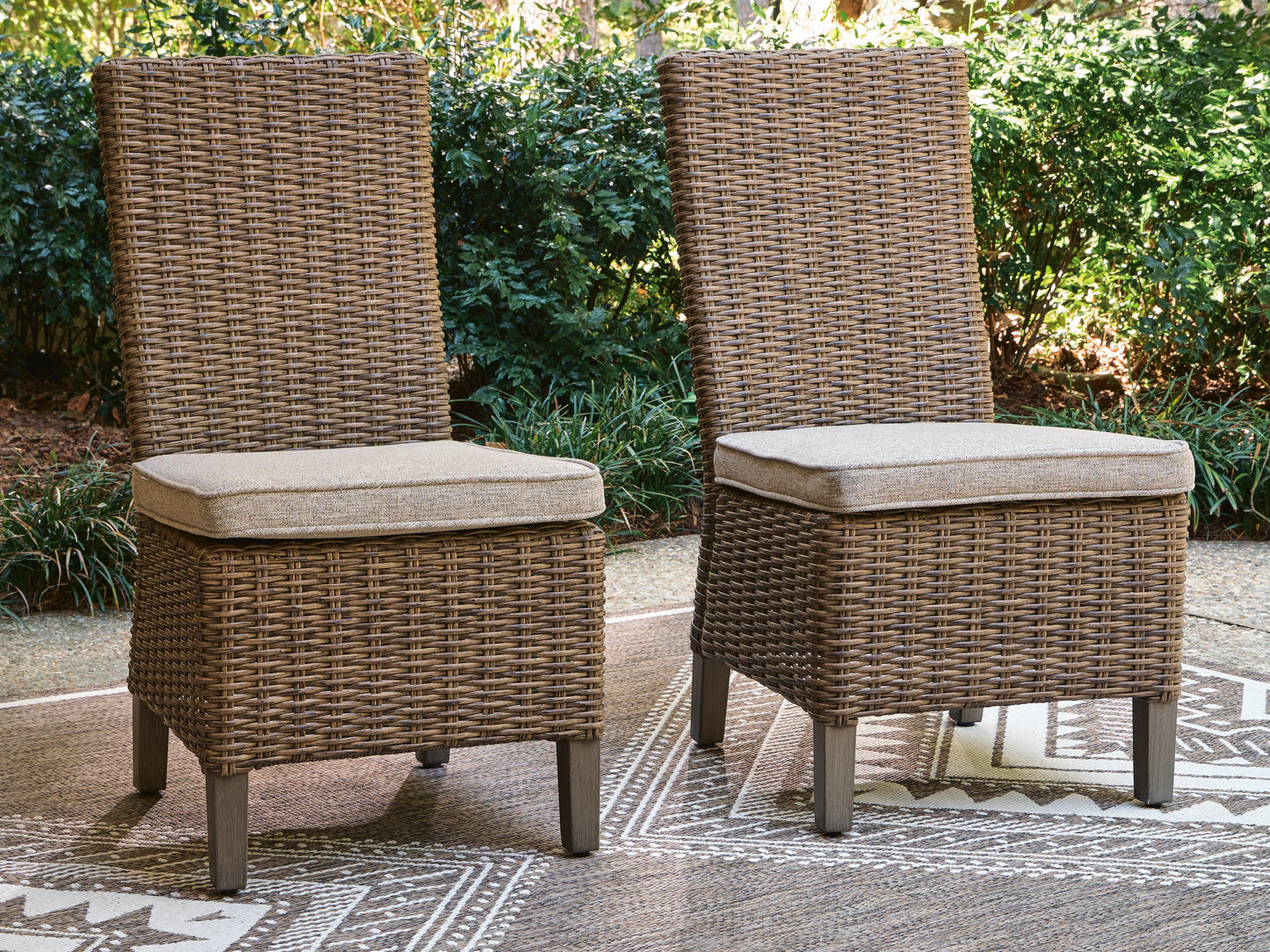 Ashley Revare Beach Beige Side Chair with Cushion (Set of 2)