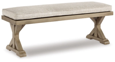 Ashley Beachcroft Beige Outdoor Bench with Cushion