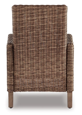 Ashley Beachcroft Beige Outdoor Arm Chair with Cushion (Set of 2)