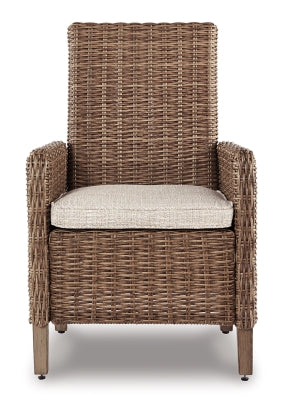 Ashley Beachcroft Beige Outdoor Arm Chair with Cushion (Set of 2)
