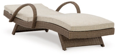 Ashley Beachcroft Beige Outdoor Chaise Lounge with Cushion