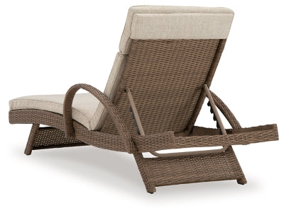 Ashley Beachcroft Beige Outdoor Chaise Lounge with Cushion