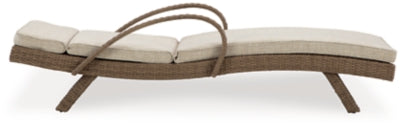 Ashley Beachcroft Beige Outdoor Chaise Lounge with Cushion