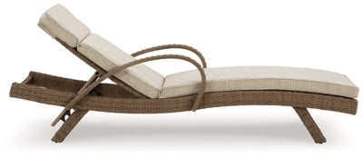 Ashley Beachcroft Beige Outdoor Chaise Lounge with Cushion