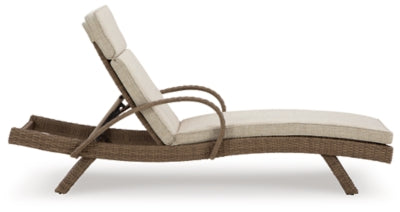 Ashley Beachcroft Beige Outdoor Chaise Lounge with Cushion