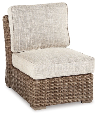 Ashley Beachcroft Beige Outdoor Armless Chair with Cushion