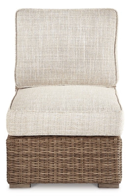 Ashley Beachcroft Beige Outdoor Armless Chair with Cushion