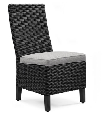 Ashley Beachcroft Black Light Gray Outdoor Side Chair with Cushion (Set of 2)