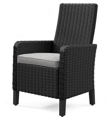 Ashley Beachcroft Black Light Gray Outdoor Arm Chair with Cushion (Set of 2)
