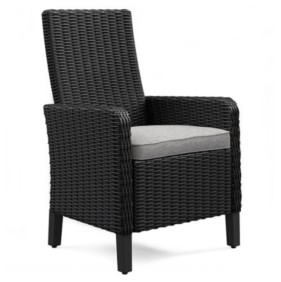 Ashley Beachcroft Black Light Gray Outdoor Arm Chair with Cushion (Set of 2)