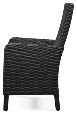 Ashley Beachcroft Black Light Gray Outdoor Arm Chair with Cushion (Set of 2)