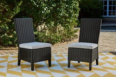 Ashley Beachcroft Black Light Gray Outdoor Side Chair with Cushion (Set of 2)