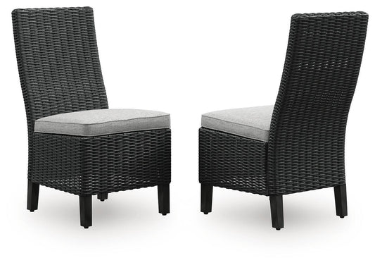 Ashley Beachcroft Black Light Gray Outdoor Side Chair with Cushion (Set of 2)