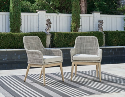 Ashley Seton Creek Gray Outdoor Dining Arm Chair (Set of 2)