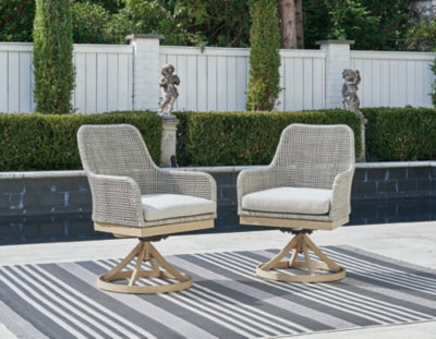 Ashley Seton Creek Gray Outdoor Swivel Dining Chair (Set of 2)