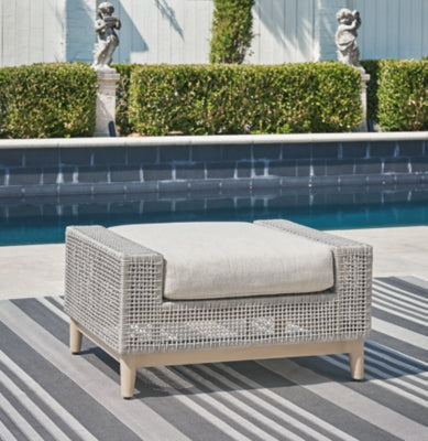 Ashley Seton Creek Gray Outdoor Ottoman with Cushion