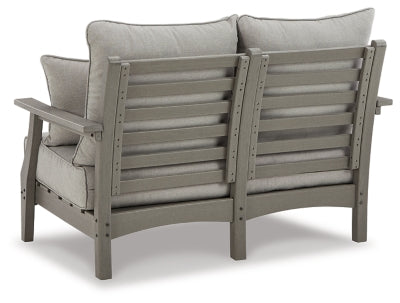 Ashley Visola Gray Outdoor Loveseat with Cushion