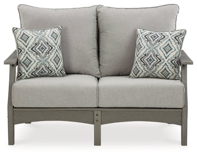 Ashley Visola Gray Outdoor Loveseat with Cushion
