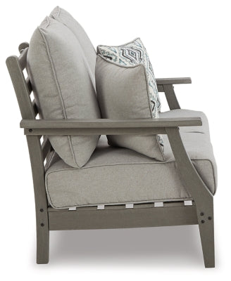 Ashley Visola Gray Outdoor Loveseat with Cushion