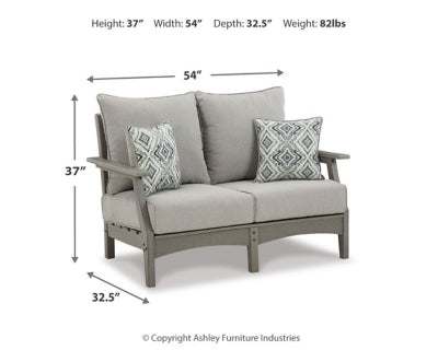 Ashley Visola Gray Outdoor Loveseat with Cushion