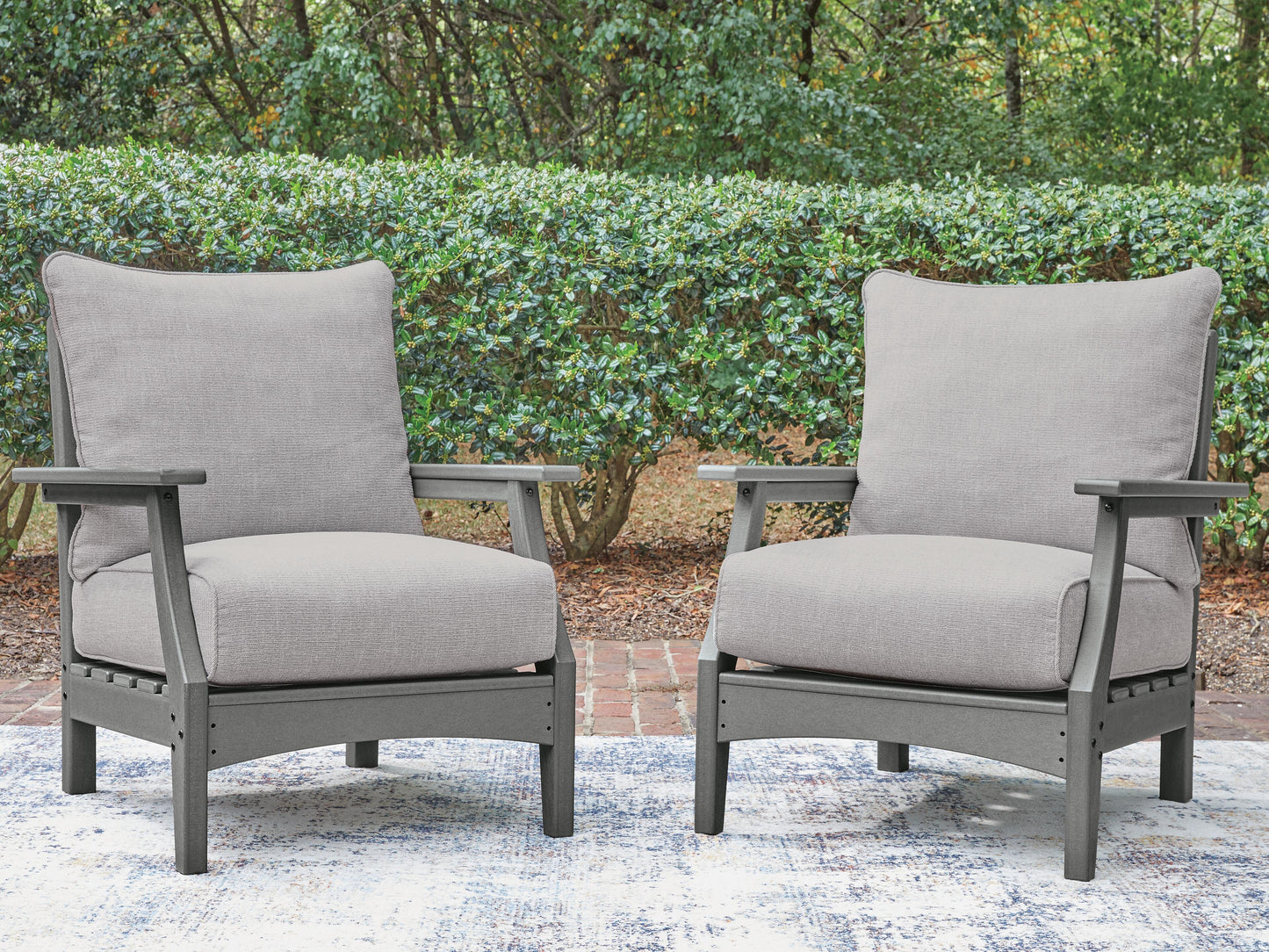 Ashley Lone View Bay Gray Outdoor Lounge Chair with Cushion (Set of 2)