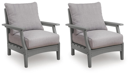 Ashley Lone View Bay Gray Outdoor Lounge Chair with Cushion (Set of 2)