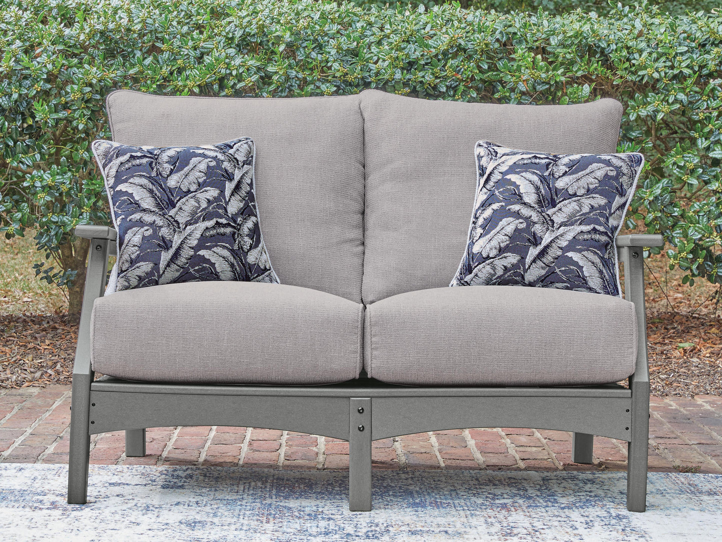 Ashley Lone View Bay Gray Outdoor Loveseat with Cushion
