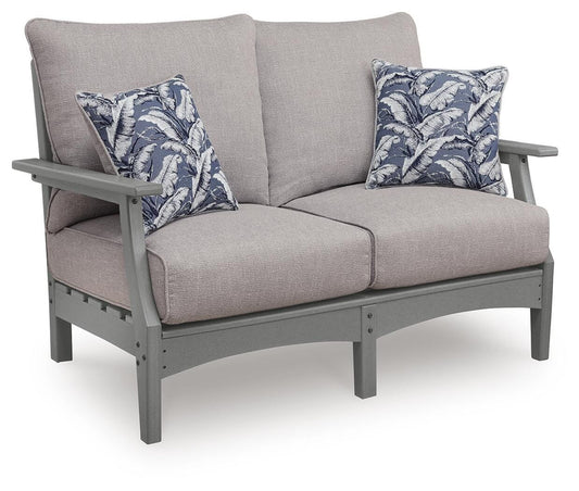 Ashley Lone View Bay Gray Outdoor Loveseat with Cushion