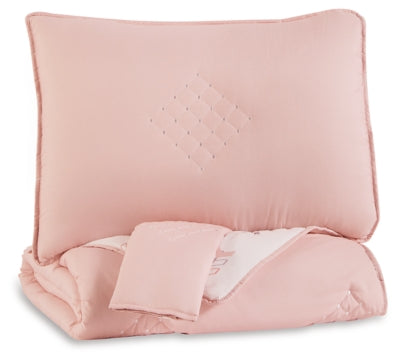 Ashley Lexann Pink White Gray Full Comforter Set