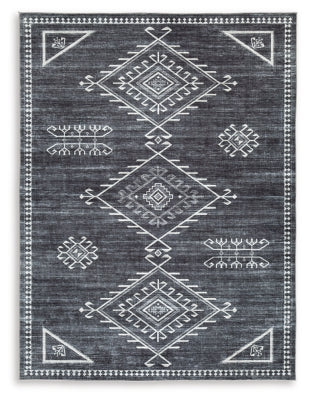 Ashley Arloman Black Cream Gray 5' x 7' Washable Rug