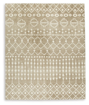 Ashley Bunchly Tan Brown Cream 7'10" x 10'3" Washable Rug