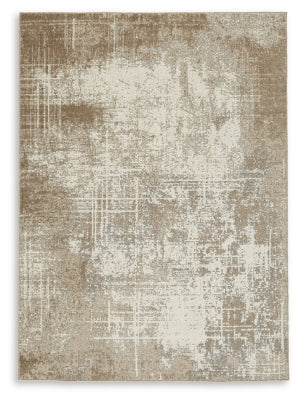 Ashley Grifflain Tan Brown Gray 5'1" x 7' Washable Rug