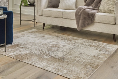 Ashley Grifflain Tan Brown Gray 5'1" x 7' Washable Rug
