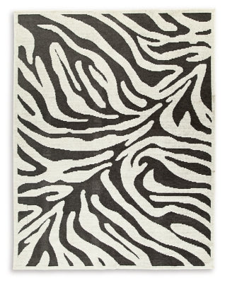 Ashley Thomwith Black Ivory 8' x 10'2" Washable Rug