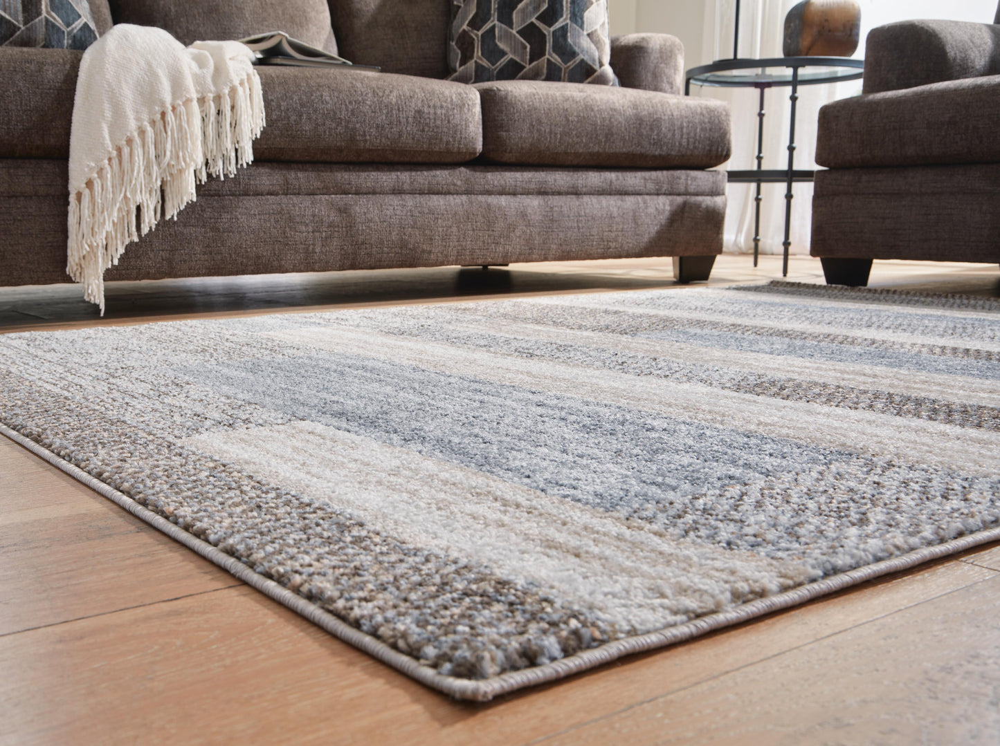 Ashley Sethburn Cream Brown Gray 5' x 7' Rug