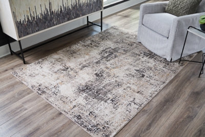 Ashley Elaning Black Gray Cream 5' x 7' Rug