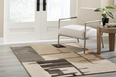 Ashley Kencher Beige Brown 5' x 7' Rug