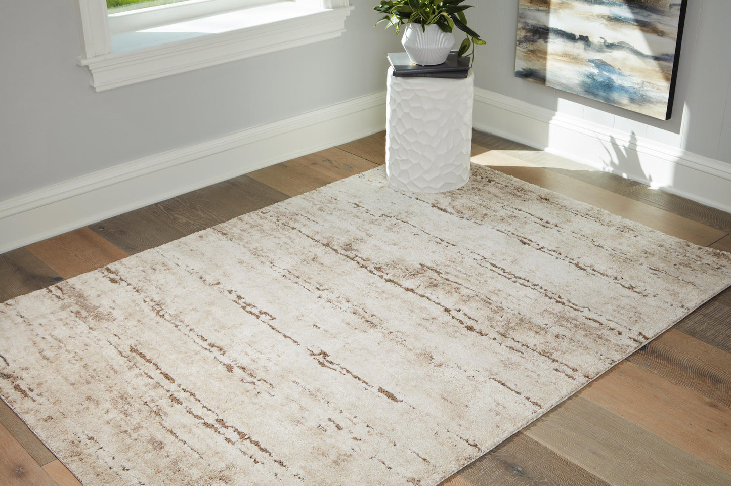 Ashley Kasney Cream Brown 5' x 7' Rug