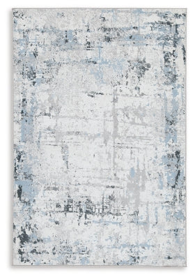 Ashley Emertonly Blue White Gray 5' x 7' Washable Rug