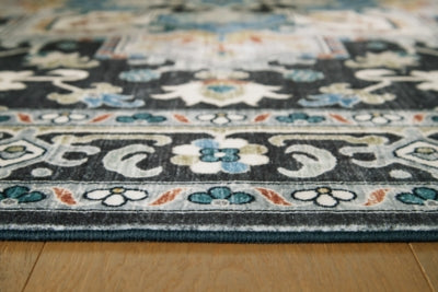 Ashley Leningston Black Cream Blue 8' x 10' Washable Rug