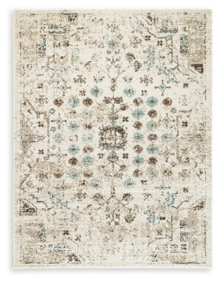 Ashley Jossler Ivory Brown Teal 5' x 7' Rug